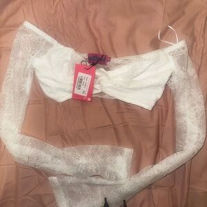 Edikted White Lace Crop Top